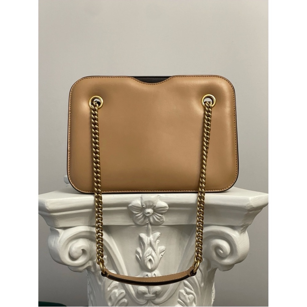 Fendi Tan and Brown Striped Shoulder Bag with Gold Chain - Picture 2 of 8